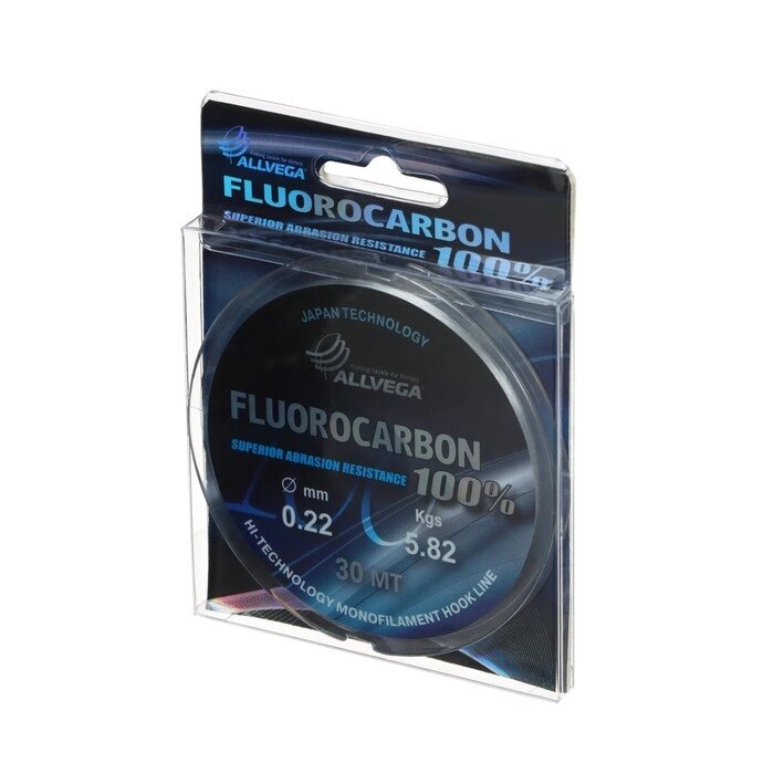 Леска монофильная ALLVEGA FX Fluorocarbon 100%, диаметр 0.22 мм, тест 5.82 кг, 30 м, прозрачная от компании Интернет - магазин Flap - фото 1