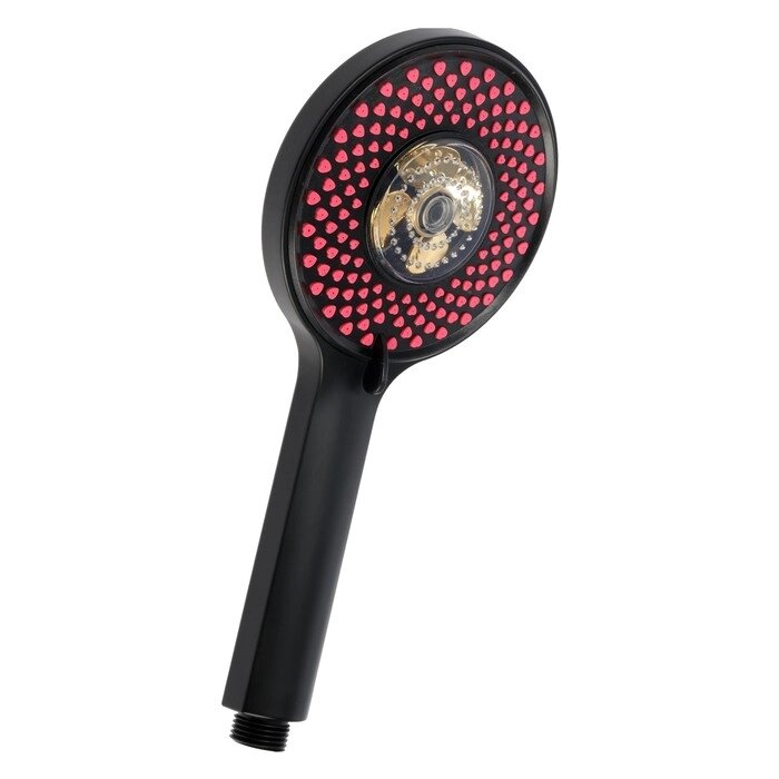 Лейка для душа ZEIN Z3547, d=120 мм, 3 режима, вентилятор, розовые форсунки сердечки, черная от компании Интернет - магазин Flap - фото 1