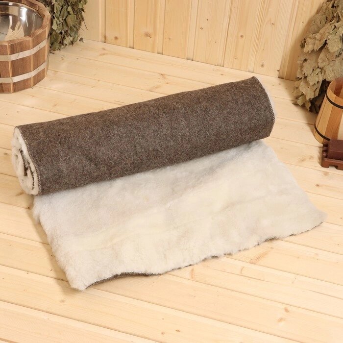 Лежак банный с овчиной, войлочный 50х165 см от компании Интернет - магазин Flap - фото 1