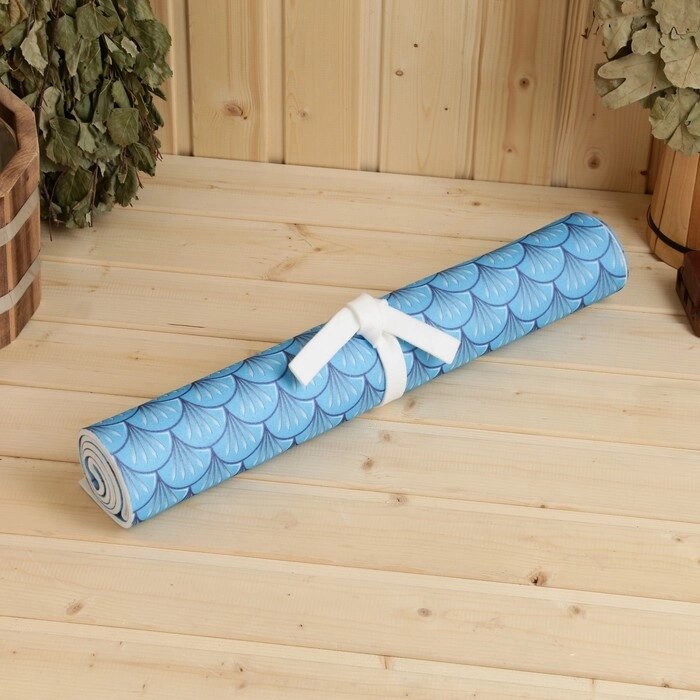 Лежак для бани с принтом "Водяной дракон" в чехле, 50х150см, голубой от компании Интернет - магазин Flap - фото 1