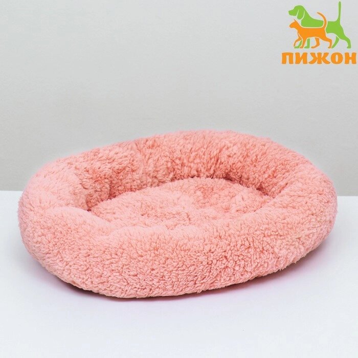 Лежанка для собак и кошек «Уют», мягкий мех, 45 х 35 х 11 см, розовая от компании Интернет - магазин Flap - фото 1