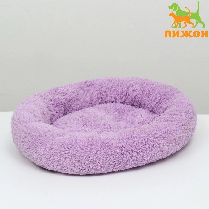 Лежанка для собак и кошек "Уют", мягкий мех, 50 х 42 х 11 см, фиолетовая от компании Интернет - магазин Flap - фото 1