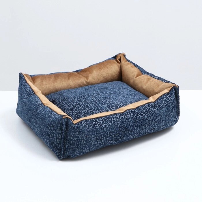 Лежанка под замшу с двусторонней подушкой,  45 х  35 х  11 см, мебельная ткань, микс цветов от компании Интернет - магазин Flap - фото 1