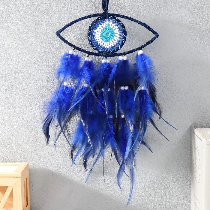 Ловец снов "Глаз от сглаза" сине-чёрный 19х48 см от компании Интернет - магазин Flap - фото 1