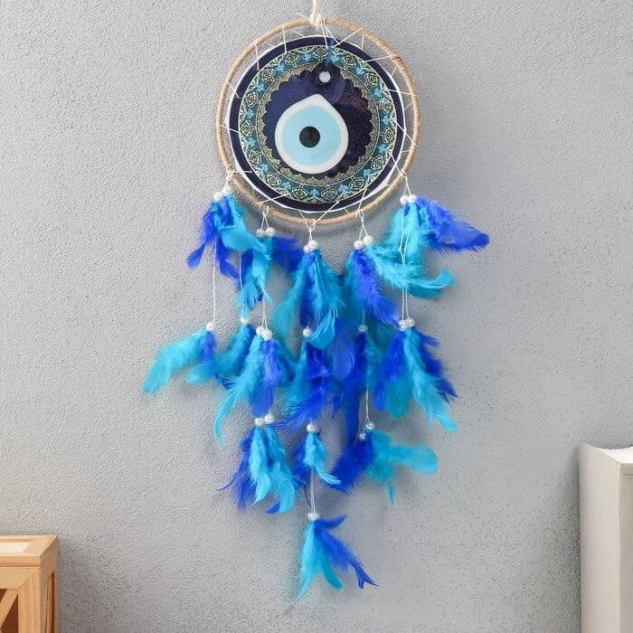Ловец снов от сглаза "Сине-голубые перья" 60х15х0,7 см от компании Интернет - магазин Flap - фото 1