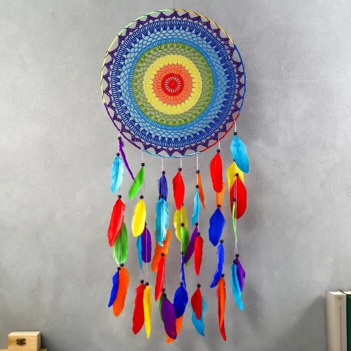 Ловец снов "Разноцветное ажурное кружево" 85х40 см от компании Интернет - магазин Flap - фото 1