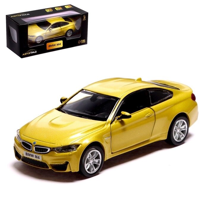 Машина металлическая BMW M4 COUPE, 1:32, инерция, открываются двери, цвет жёлтый от компании Интернет - магазин Flap - фото 1