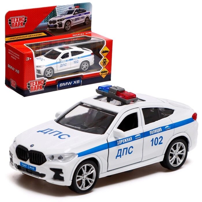 Машина металлическая «BMW X6 полиция», 12 см, открываются двери и багажник, инерция, цвет белый от компании Интернет - магазин Flap - фото 1