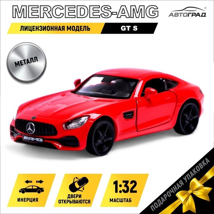 Машина металлическая MERCEDES-AMG GT S, 1:32, открываются двери, инерция, цвет красный от компании Интернет - магазин Flap - фото 1
