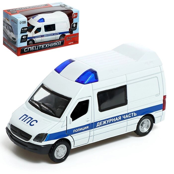 Машина металлическая «Полиция», 1:32, свет и звук, инерция, открываются двери от компании Интернет - магазин Flap - фото 1