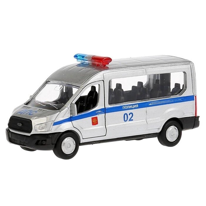 Машина «Полиция Ford Transit», 12 см, инерционная, открывающиеся двери, металлическая от компании Интернет - магазин Flap - фото 1
