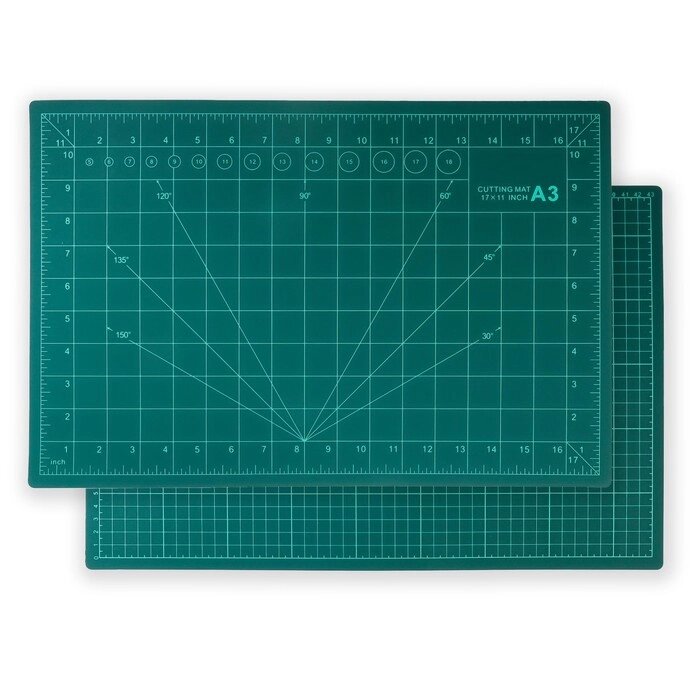 Мат для резки, трёхслойный, 45  30 см, А3, цвет зелёный от компании Интернет - магазин Flap - фото 1