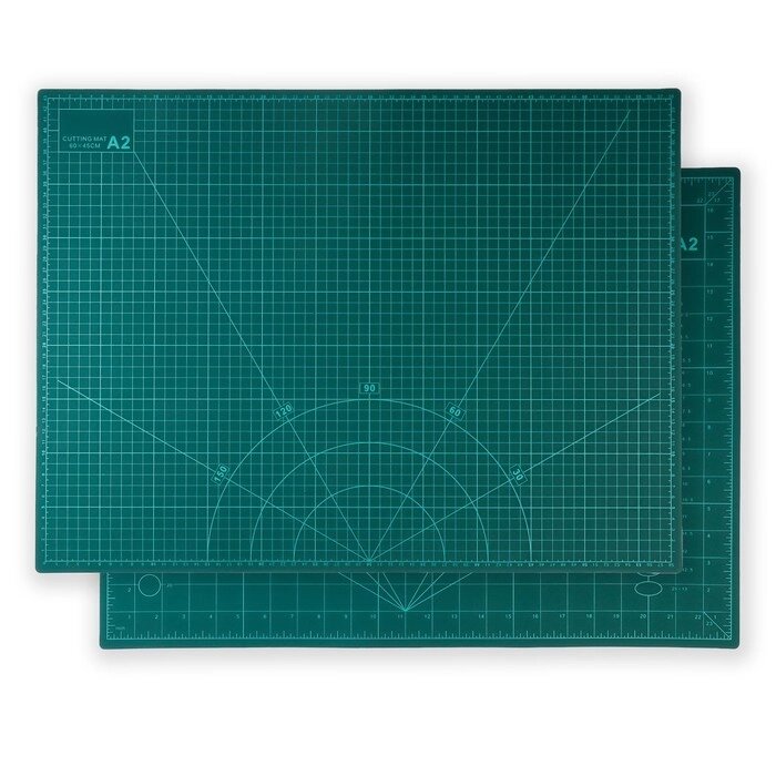 Мат для резки, трёхслойный, 60  45 см, А2, цвет зелёный от компании Интернет - магазин Flap - фото 1
