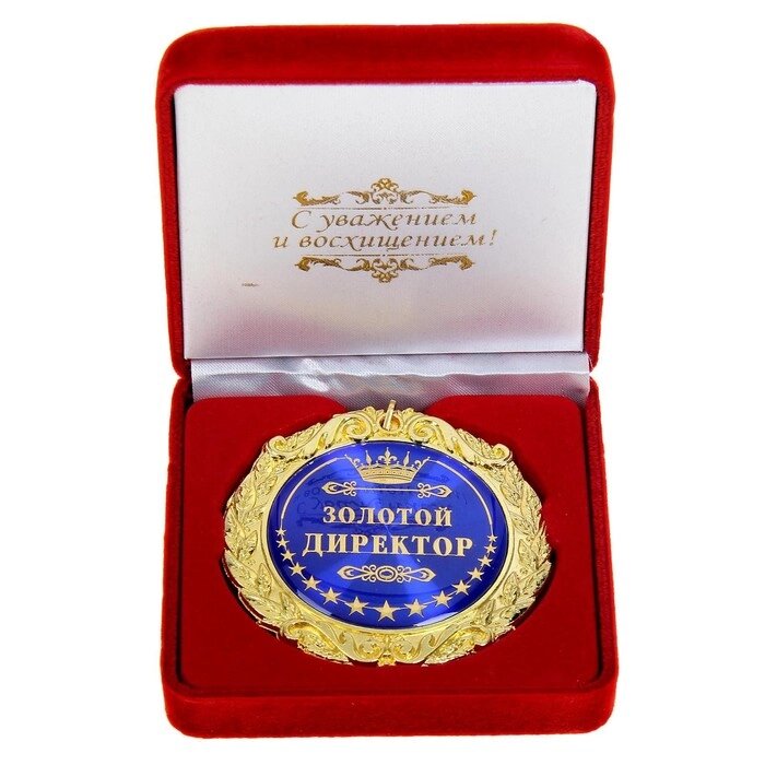 Медаль в бархатной коробке «Золотой директор», d=7 см от компании Интернет - магазин Flap - фото 1