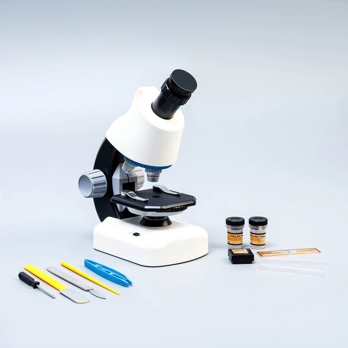 Микроскоп "Юный биолог" кратность до х1200, белый, подсветка от компании Интернет - магазин Flap - фото 1