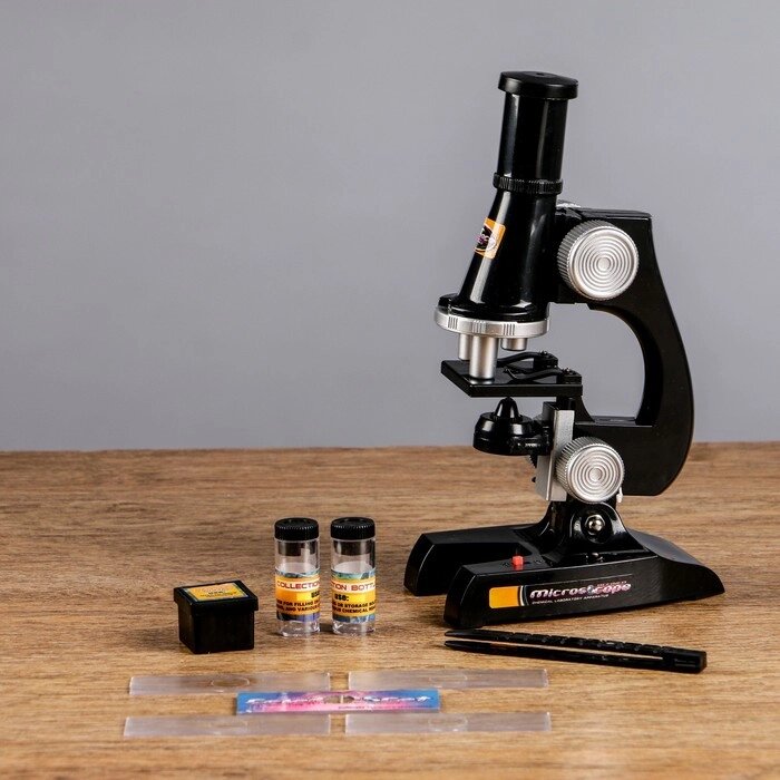 Микроскоп "Юный биолог", кратность увеличения 450х, 200х, 100х, черный от компании Интернет - магазин Flap - фото 1