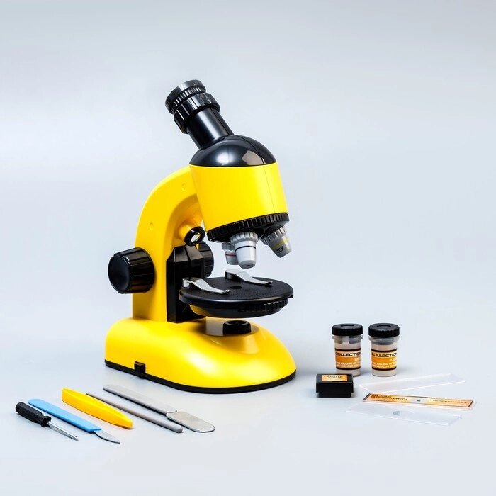 Микроскоп "Юный ученый" кратность до х1200, желтый, подсветка от компании Интернет - магазин Flap - фото 1