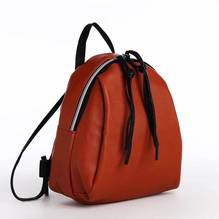 Мини-рюкзак женский из искусственной кожи на молнии, цвет коричневый от компании Интернет - магазин Flap - фото 1