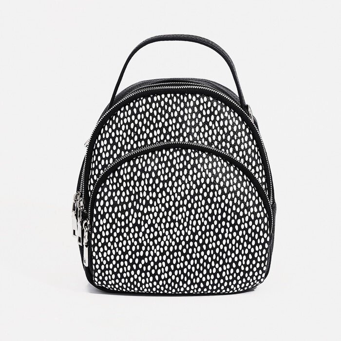 Мини-рюкзак женский на молнии, наружный карман, цвет чёрный от компании Интернет - магазин Flap - фото 1