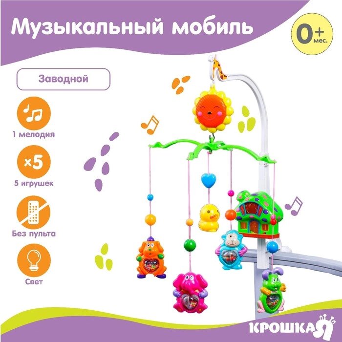 Мобиль музыкальный «Пряничный Домик №2», заводной, цвет МИКС от компании Интернет - магазин Flap - фото 1