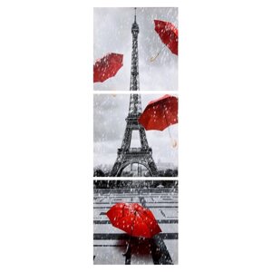 Модульная картина "Дождливый Париж"3-35х35) 35х105 см
