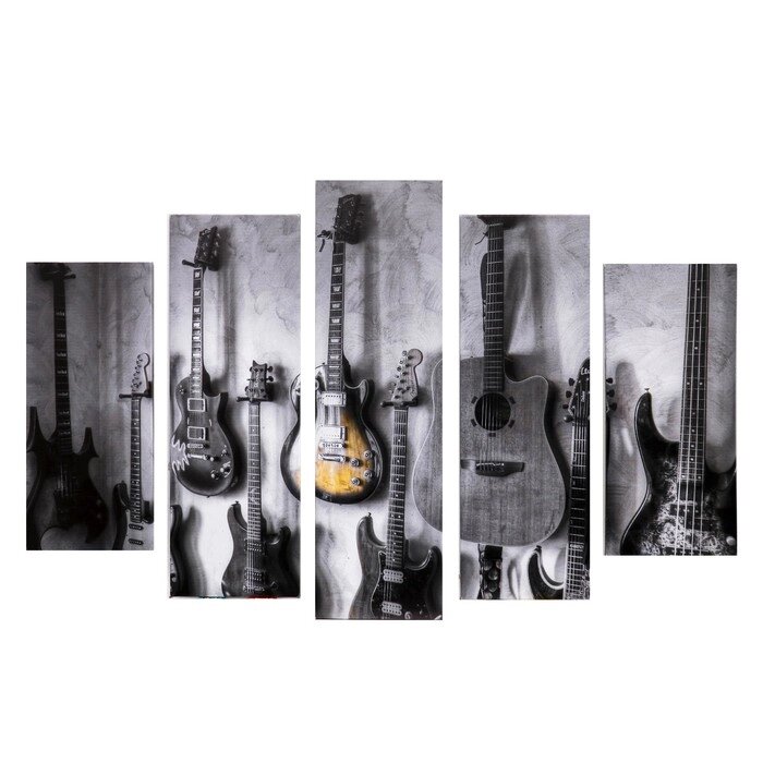 Модульная картина "Коллекция гитар" (2-23х52; 2-24х70; 1-24х80) 120х80см от компании Интернет - магазин Flap - фото 1
