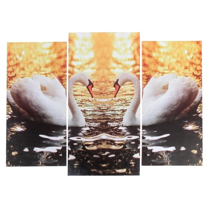 Модульная картина "Лебединое озеро"  (2-25х52; 1-30х60) 60х80 см от компании Интернет - магазин Flap - фото 1