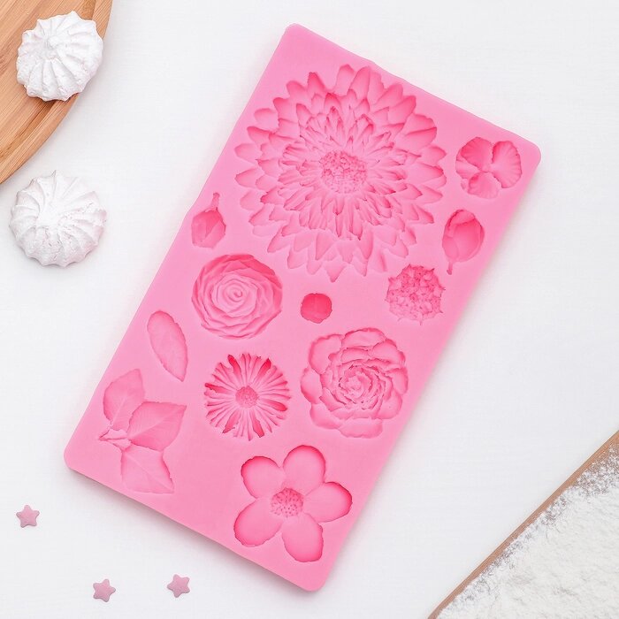 Молд «Цветы», силикон, 2510 см, цвет розовый от компании Интернет - магазин Flap - фото 1