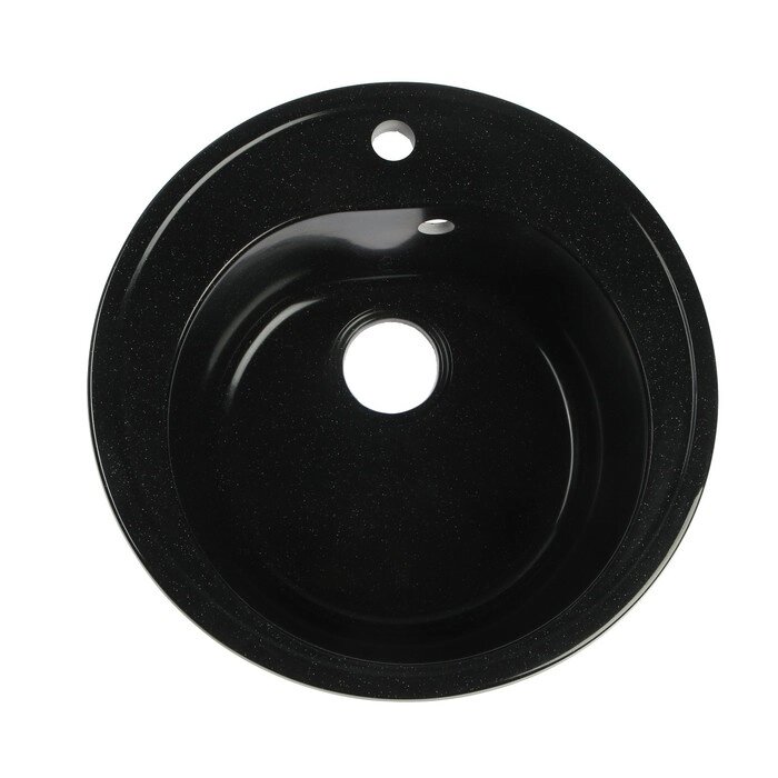 Мойка AGATA AG7C1, врезная, 500 х 180 мм, круглая, цвет черный от компании Интернет - магазин Flap - фото 1