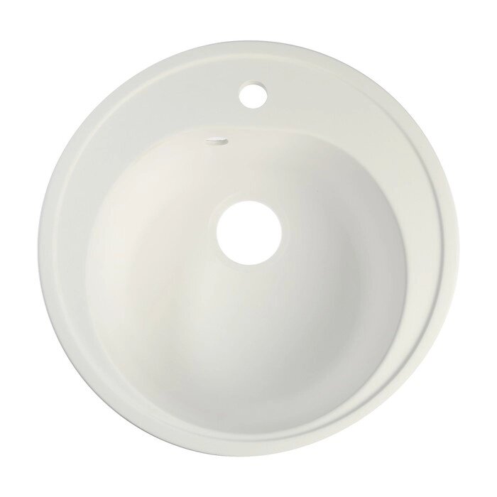 Мойка для кухни из камня ZEIN 3/G31, d=510 мм, круглая, перелив, белая матовая от компании Интернет - магазин Flap - фото 1