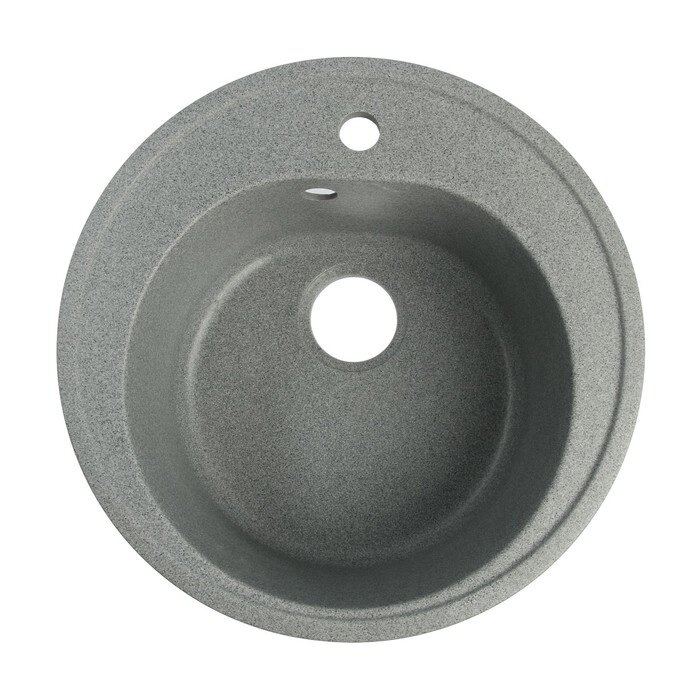 Мойка для кухни из камня ZEIN 3/Q8, d=510 мм, круглая, перелив, цвет темно-серый от компании Интернет - магазин Flap - фото 1