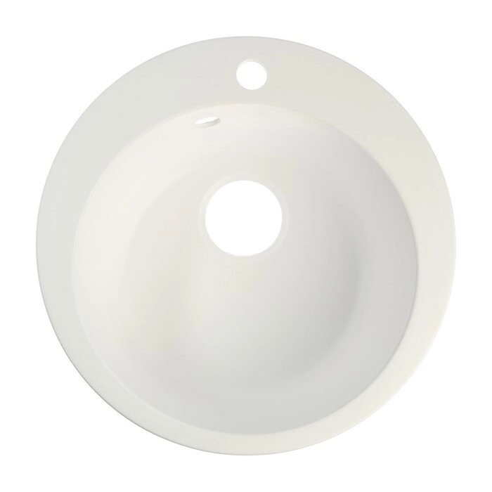 Мойка для кухни из камня ZEIN 30/G31, d=475 мм, круглая, перелив, цвет белый от компании Интернет - магазин Flap - фото 1