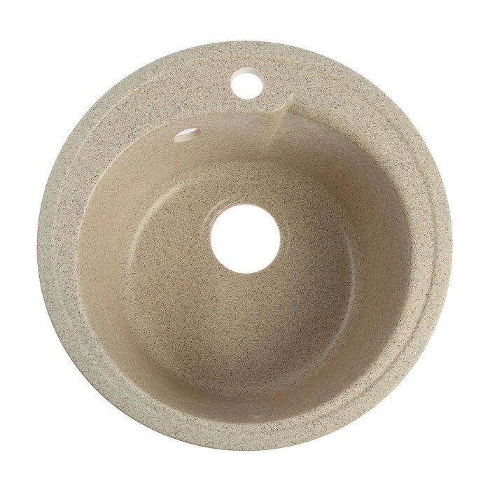 Мойка для кухни из камня ZEIN 4/Q5, d=435 мм, круглая, перелив, цвет песочный от компании Интернет - магазин Flap - фото 1