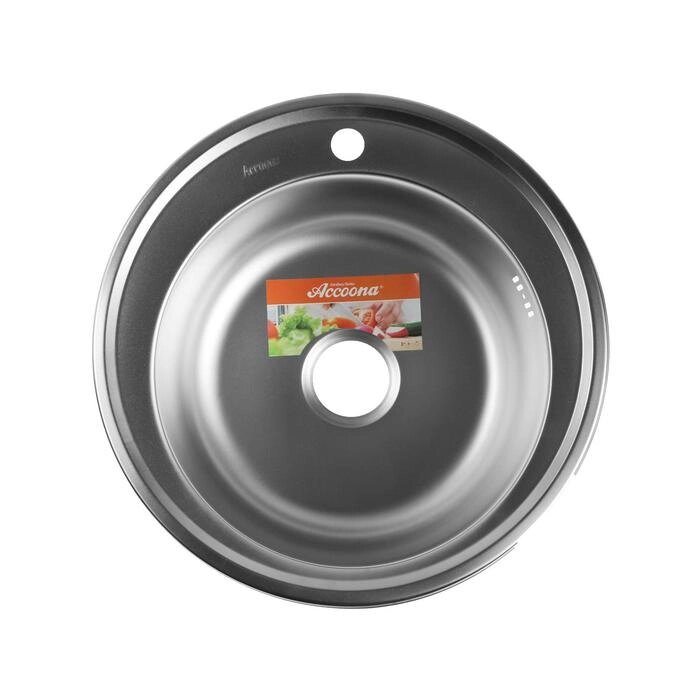 Мойка кухонная Accoona AD5151, врезная, круглая, толщина 0.6 мм, 510х165 мм, матовая от компании Интернет - магазин Flap - фото 1