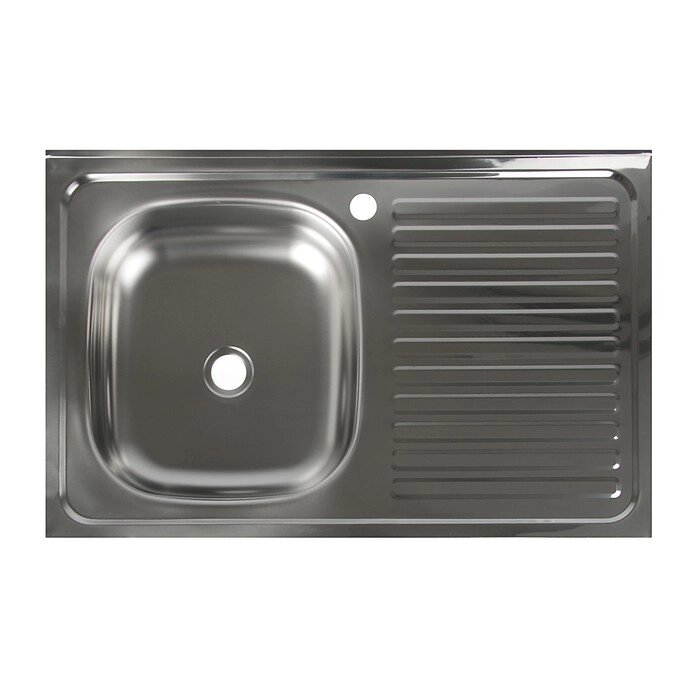 Мойка кухонная "Владикс", накладная, без сифона, 80х50 см, левая, нержавеющая сталь 0.4 мм от компании Интернет - магазин Flap - фото 1