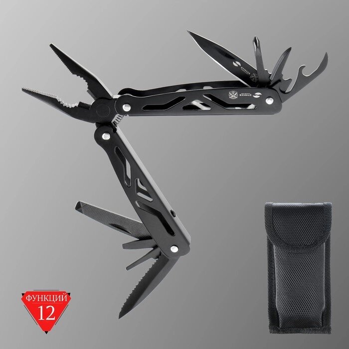 Мультитул Stinger с нейлоновым чехлом, 12 функций, сталь, алюминий, чёрный от компании Интернет - магазин Flap - фото 1
