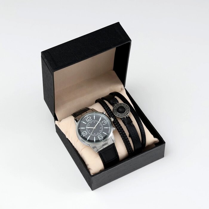 Мужской подарочный набор 2 в 1: наручные часы, браслет от компании Интернет - магазин Flap - фото 1