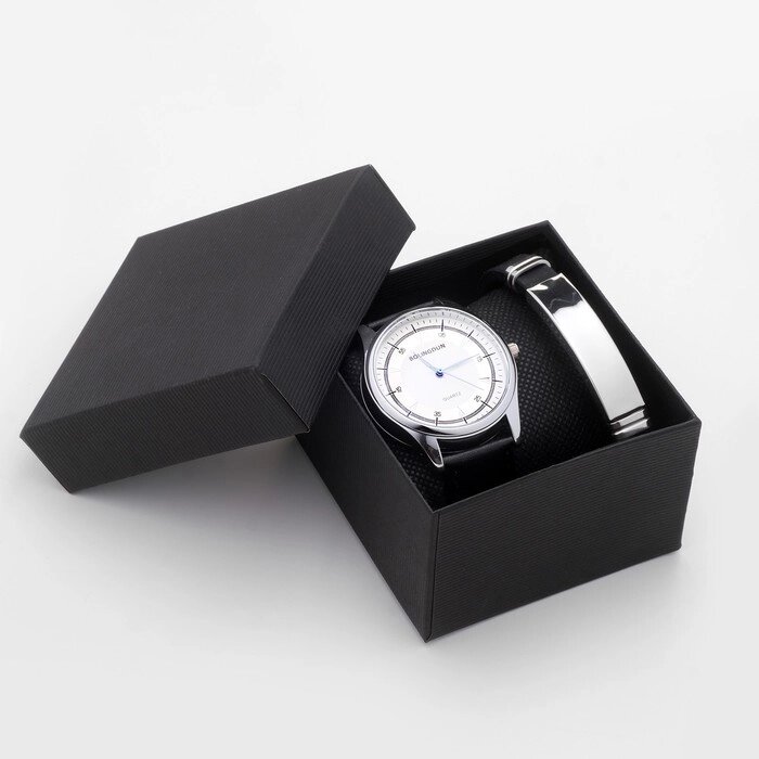Мужской подарочный набор Bolingdun 2 в 1: наручные часы, браслет, d-4.2 см от компании Интернет - магазин Flap - фото 1