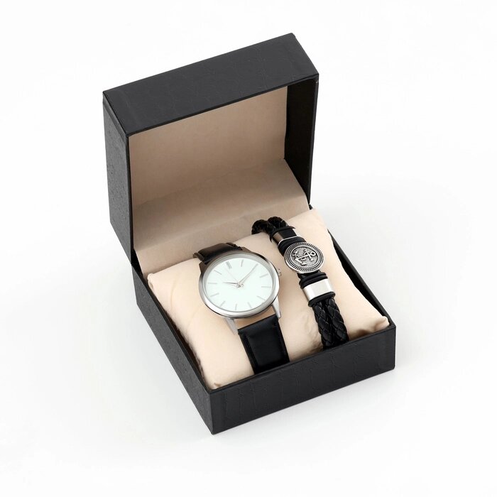 Мужской подарочный набор "Брок" 2 в 1: наручные часы, браслет от компании Интернет - магазин Flap - фото 1