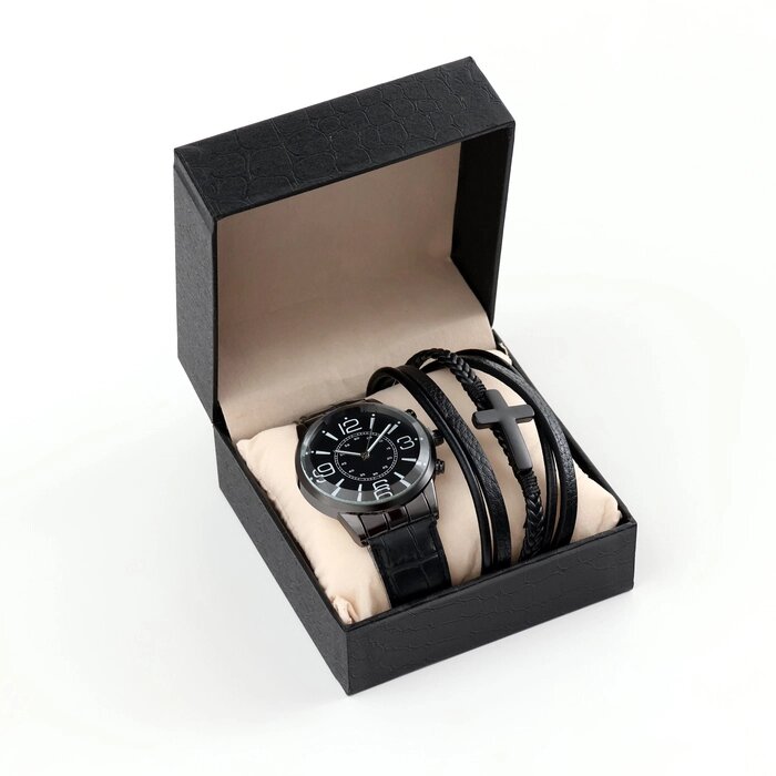 Мужской подарочный набор "Крест" 2 в 1: наручные часы, браслет от компании Интернет - магазин Flap - фото 1