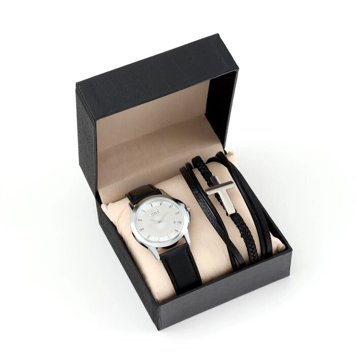Мужской подарочный набор "Крест" 2 в 1: наручные часы, браслет от компании Интернет - магазин Flap - фото 1