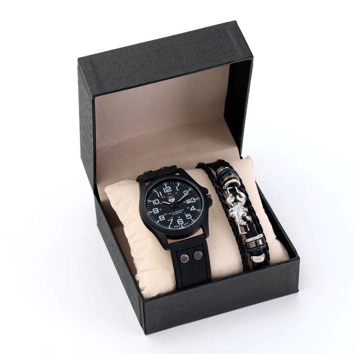 Мужской подарочный набор "Скорпион" 2 в 1: наручные часы, браслет от компании Интернет - магазин Flap - фото 1