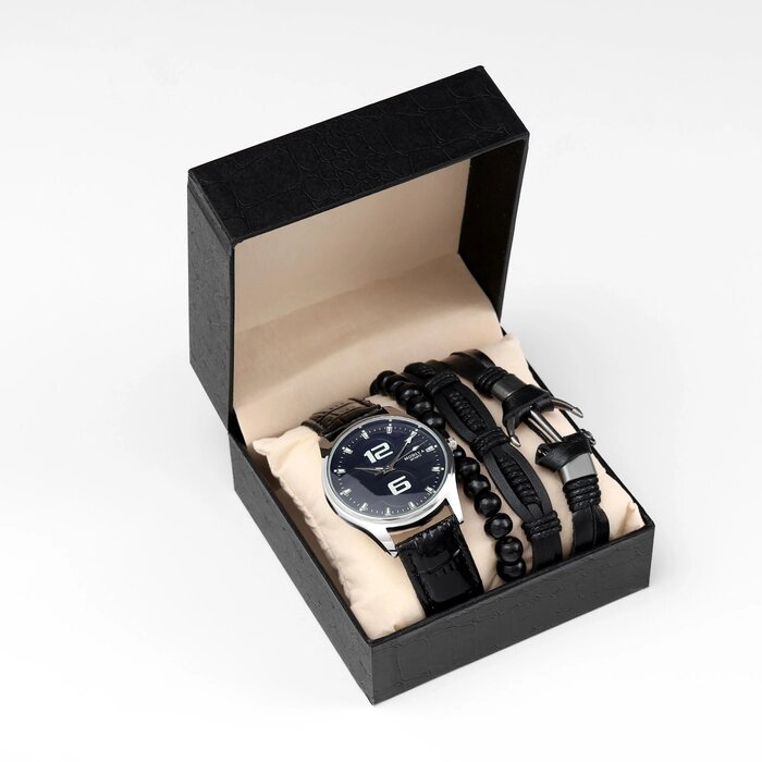 Мужской подарочный набор "Якорь" 2 в 1: наручные часы, браслет от компании Интернет - магазин Flap - фото 1