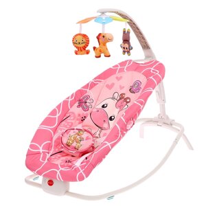 Музыкальное кресло-качалка для новорожденных, цвет розовый