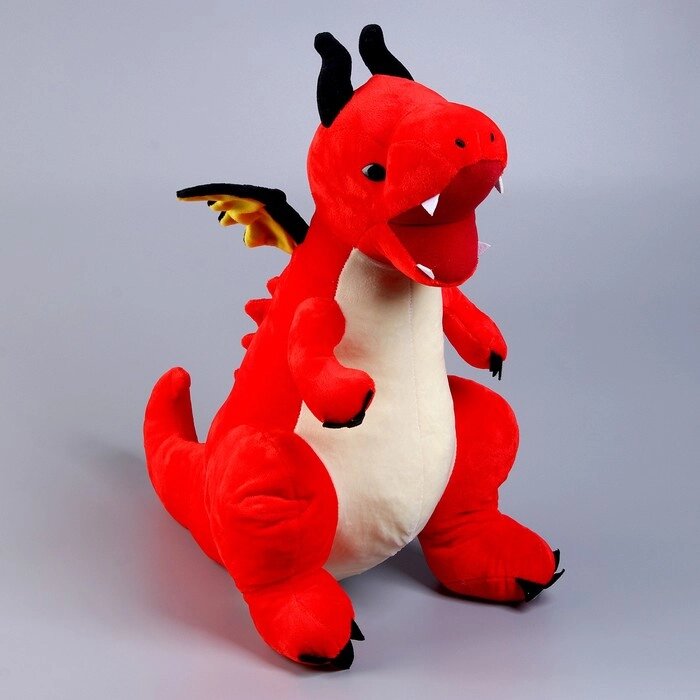 Мягкая игрушка «Дракон», с чёрными крыльями, 45 см, цвет красный от компании Интернет - магазин Flap - фото 1