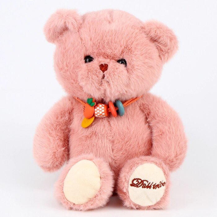 Мягкая игрушка «Медведь» с ожерельем, 20 см, цвет розовый от компании Интернет - магазин Flap - фото 1