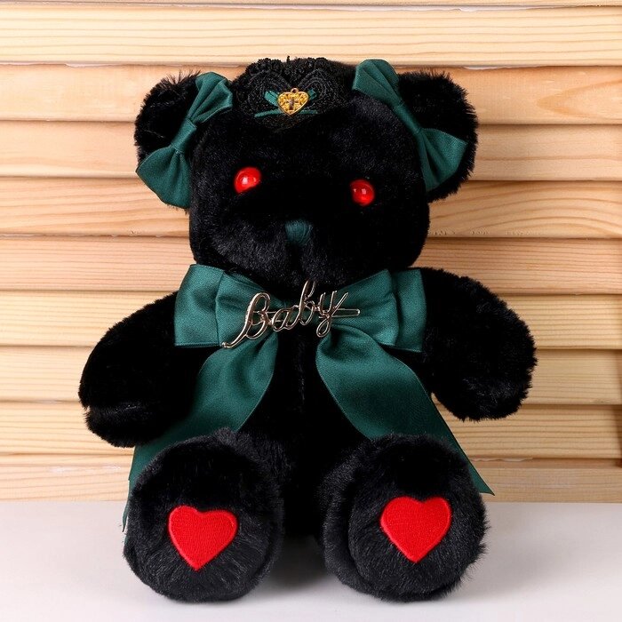 Мягкая игрушка «Медведь» с зелёным бантиком, 31 см от компании Интернет - магазин Flap - фото 1
