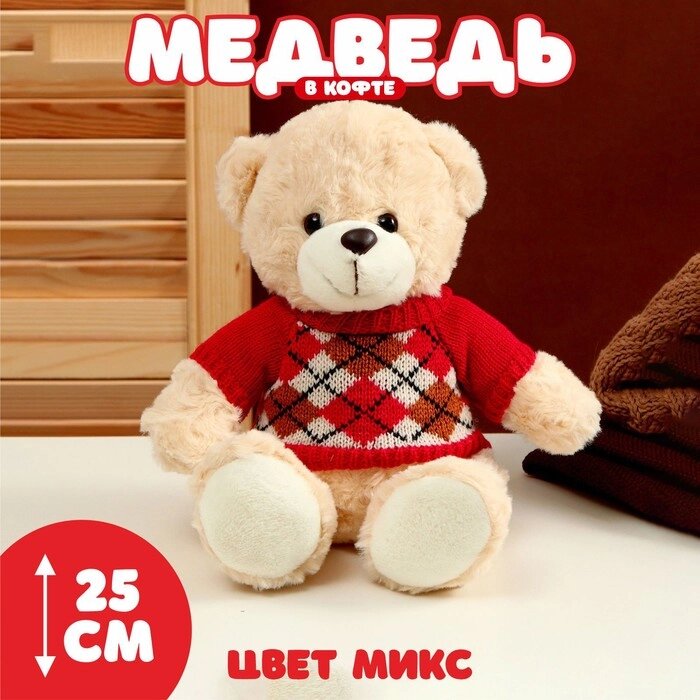Мягкая игрушка «Медведь» в кофте с ромбиками, 25 см, цвет МИКС от компании Интернет - магазин Flap - фото 1