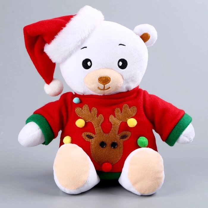 Мягкая игрушка «Мишка Лаппи» новогодняя, в красной кофте от компании Интернет - магазин Flap - фото 1