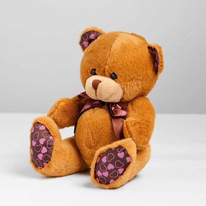 Мягкая игрушка «Мишка с бантом», на лапках и ушах сердечки, цвета МИКС от компании Интернет - магазин Flap - фото 1